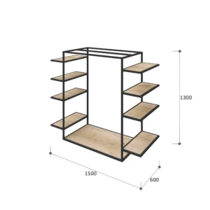 Cтелаж-гондола для одягу із розмірами 150×60×130