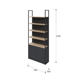 Торговий стелаж з тумбою із розмірами 90x30x220
