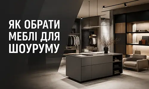 Як обрати меблі для шоуруму — приклад проєкту шоуруму фарб 50 м² від FLEX PRIDE