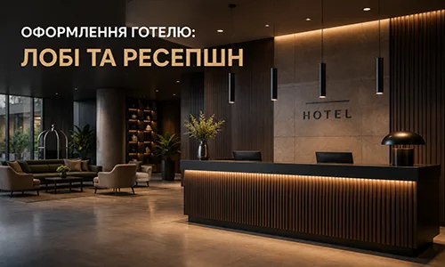 Оформлення готелю — приклад ресепшн і лобі від FLEX PRIDE
